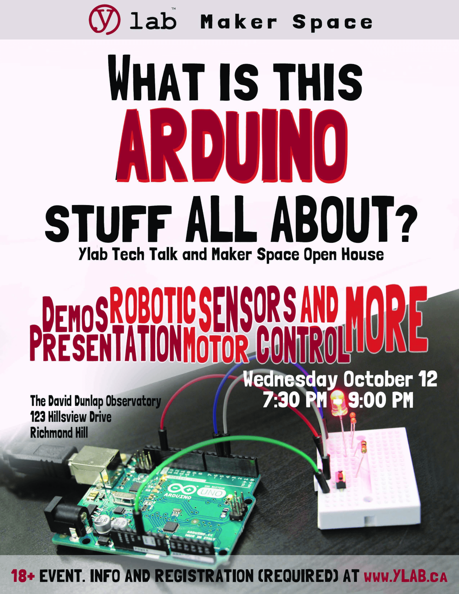 Arduino night. Big thanks to Chhing Chan for the poster.